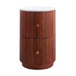 Ari Accent Table with Marble Top & Storage Drawers - Image 2