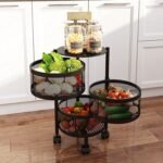 SwiftStride 3-Tier Multifunctional Rotating Basket With Wheels