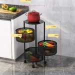 SwiftStride 3-Tier Multifunctional Rotating Basket With Wheels - Image 3