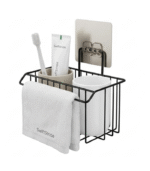 SwiftStride Storage Basket with Towel Bar and Toothbrush Holders - Image 3