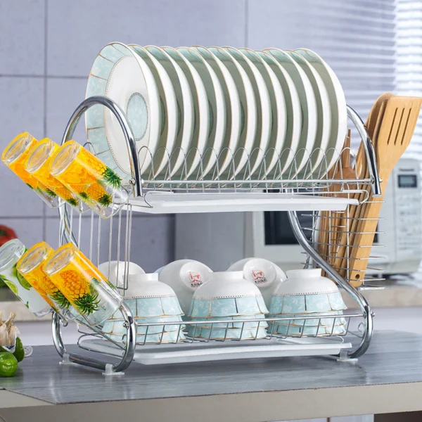 SwiftStride 2-Tier Dish Drying Rack