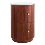 Ari Accent Table with Marble Top & Storage Drawers