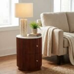Ari Accent Table with Marble Top & Storage Drawers - Image 3