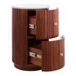 Ari Accent Table with Marble Top & Storage Drawers - Image 4