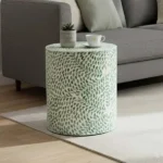 Daisy Accent Table Green Capiz Round Modern Side Table - Image 3