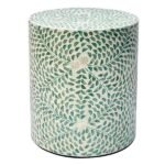 Daisy Accent Table Green Capiz Round Modern Side Table