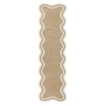 Elegant Scalloped Ivory Border Outdoor Runner Rug - Image 3