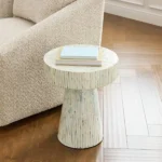 Issa Capiz Accent Table – Green Round Shell Side Table - Image 3