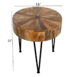 Round Mango Wooden Accent Table Natural Finish - Image 2